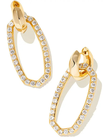 Danielle Link Earrings Gold White Crystal