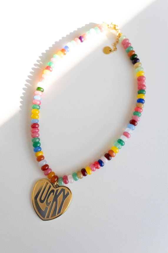 Lucky in Love Stone Beaded Necklace