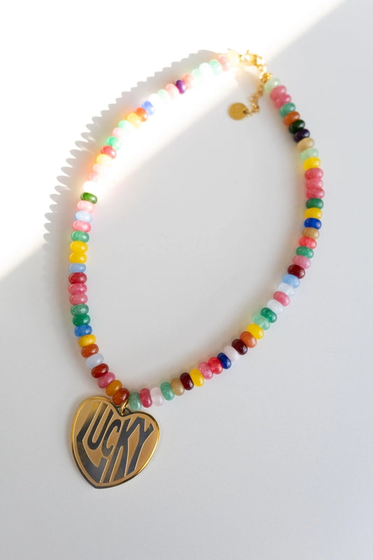 Lucky in Love Stone Beaded Necklace