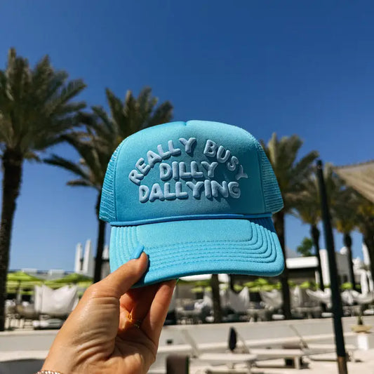 Dilly Dallying Blue Trucker Cap