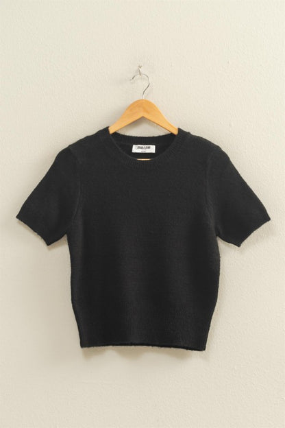 Become Best Friends Black Sweater Top