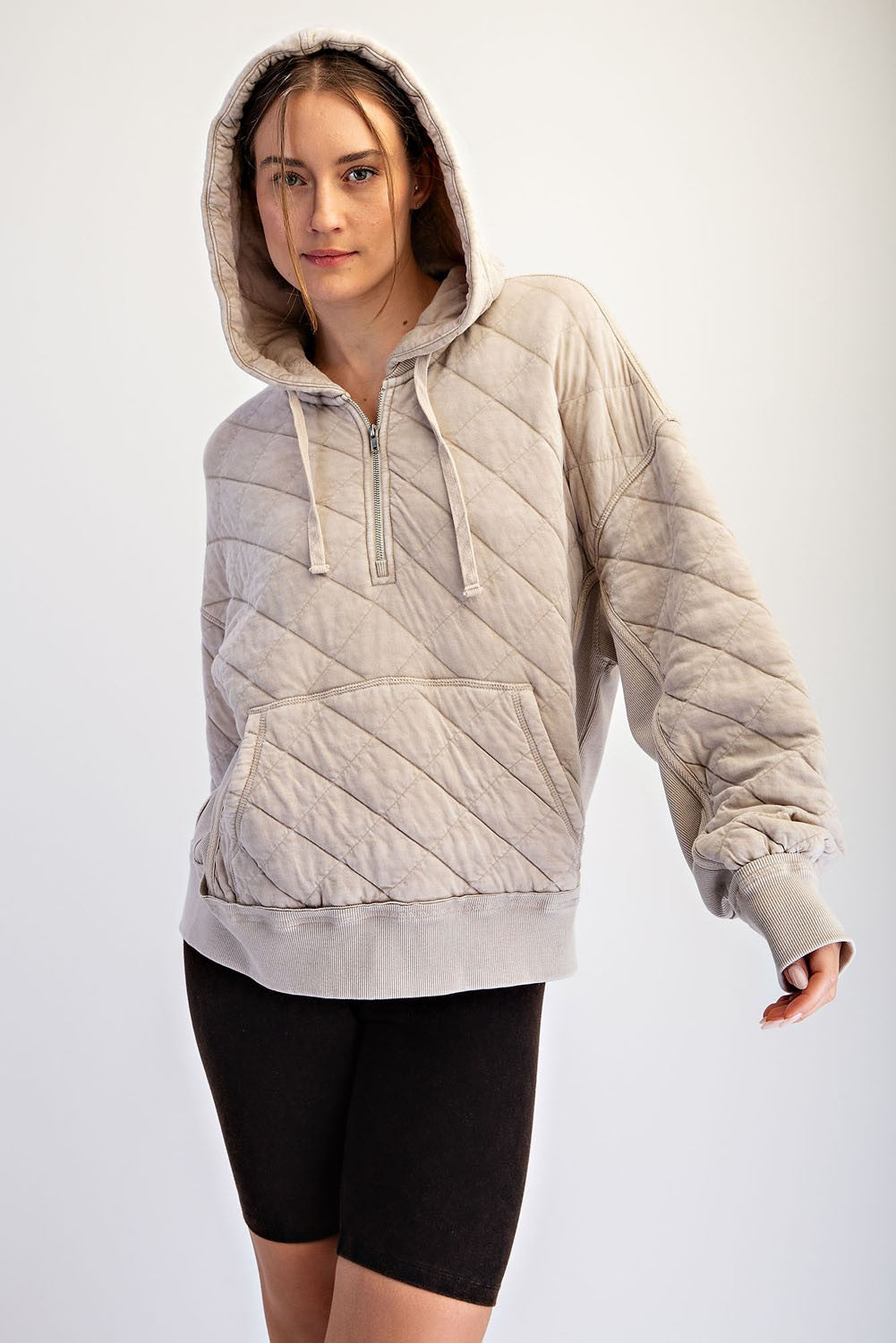 Small Town Story Beige Half Zip Top
