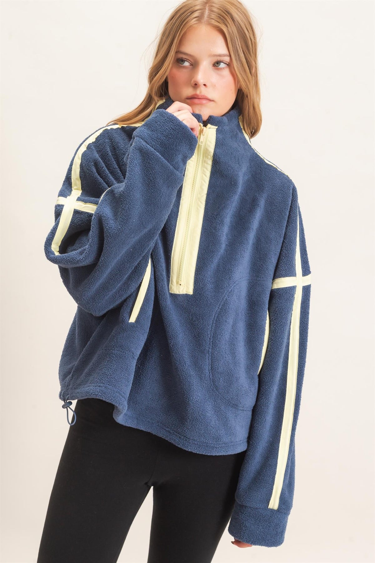 Softly Structured Navy Fleece Pullover
