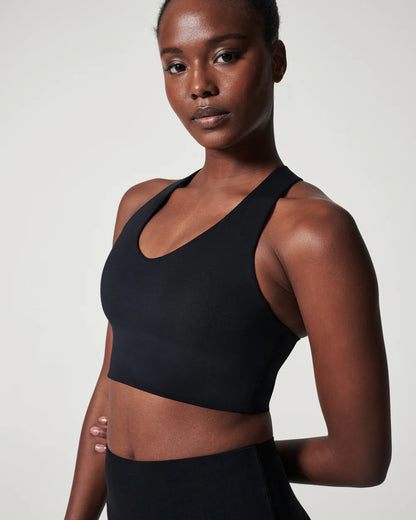 Longline Medium Impact Very Black Sports Bra