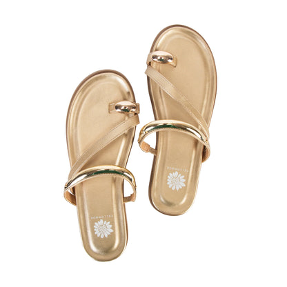 Hillari Gold Slide Sandal
