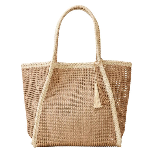 Vacay Mode Tan Straw Tote Bag