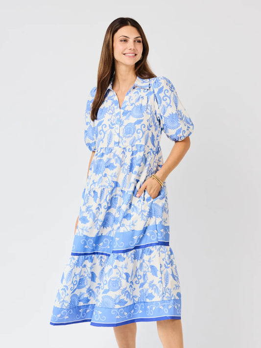 Eloise Porcelain Vines Blue Dress