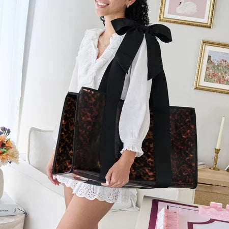 Mahjong Tortoiseshell Bow Jelly Tote Set