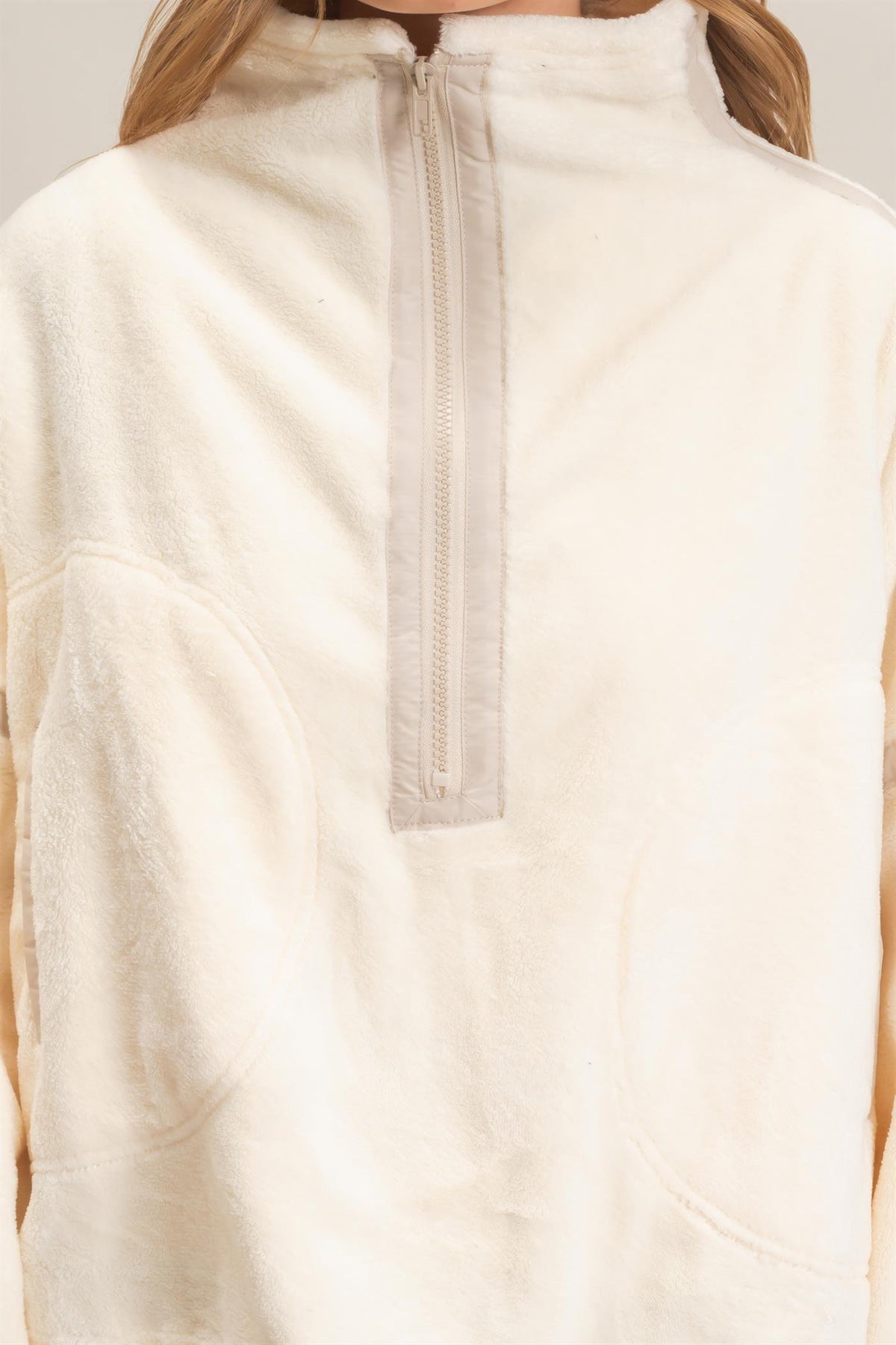 Softly Structured Ivory Fleece Pullover