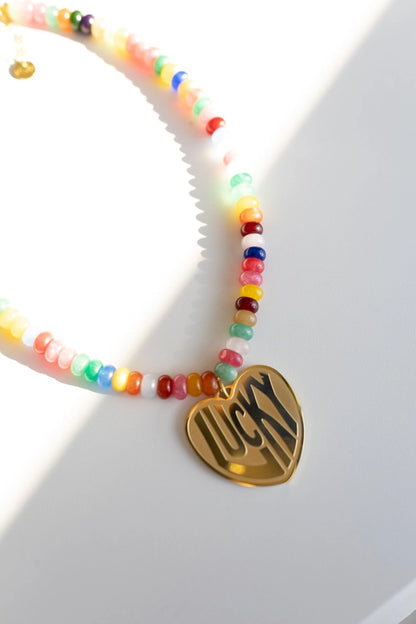 Lucky in Love Stone Beaded Necklace