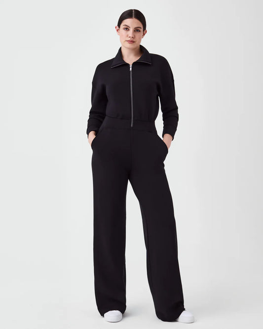 AirEssentials Long Sleeve Very Black Wide Leg Jumpsuit