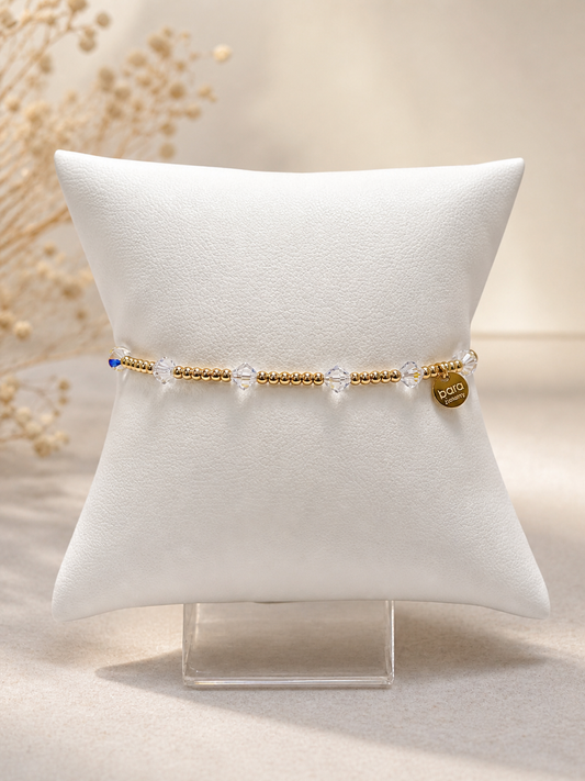 Crystal By Yard 2mm Clear 14K Gold Filled Beaded Bracelet