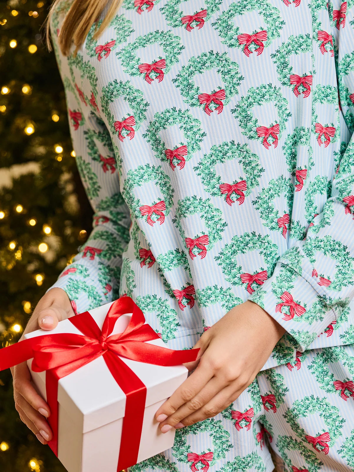 Wreath & Ribbon Shorts Pajama Set