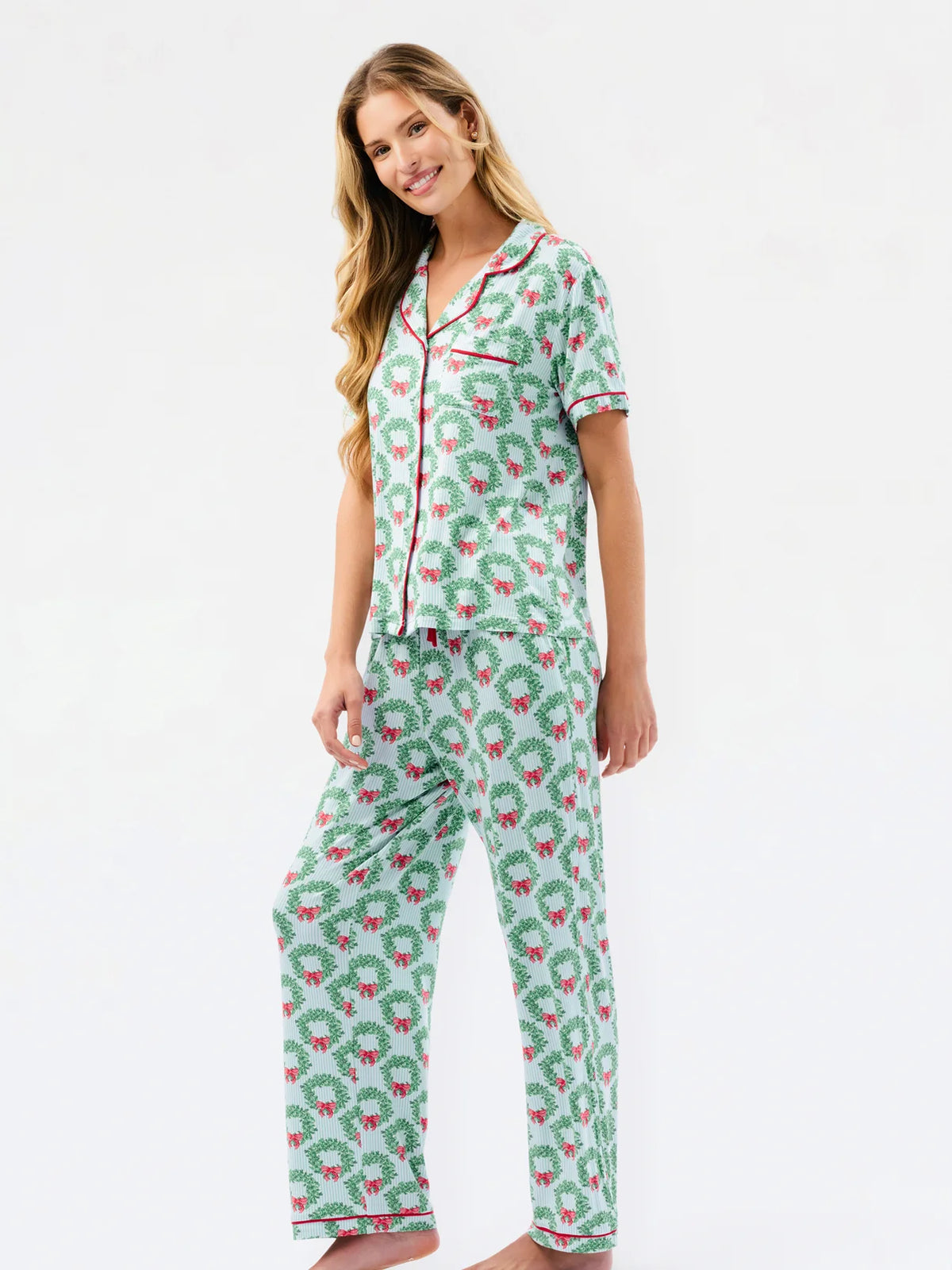 Wreath & Ribbon Pants Pajama Set