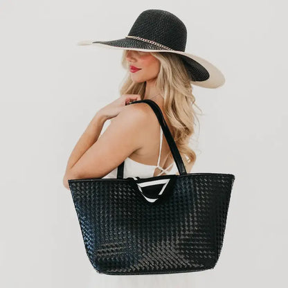 Tiffany Woven Black Tote Bag