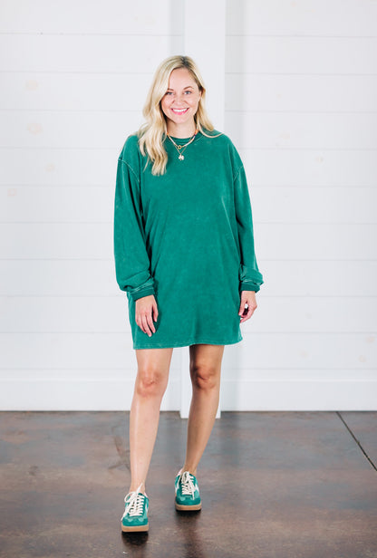 Warm and Wander Dark Green Dress