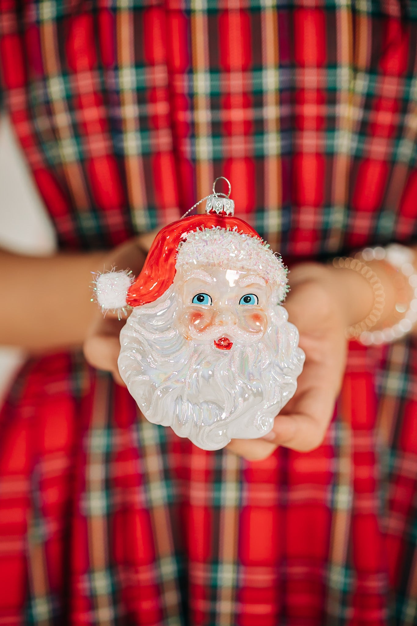 Santa Head Red/White Ornament