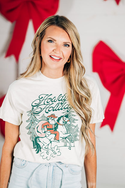 Howdy Holidays Off White Tee