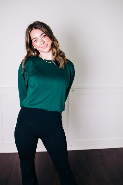 Warm Embrace Green Sweatshirt Top