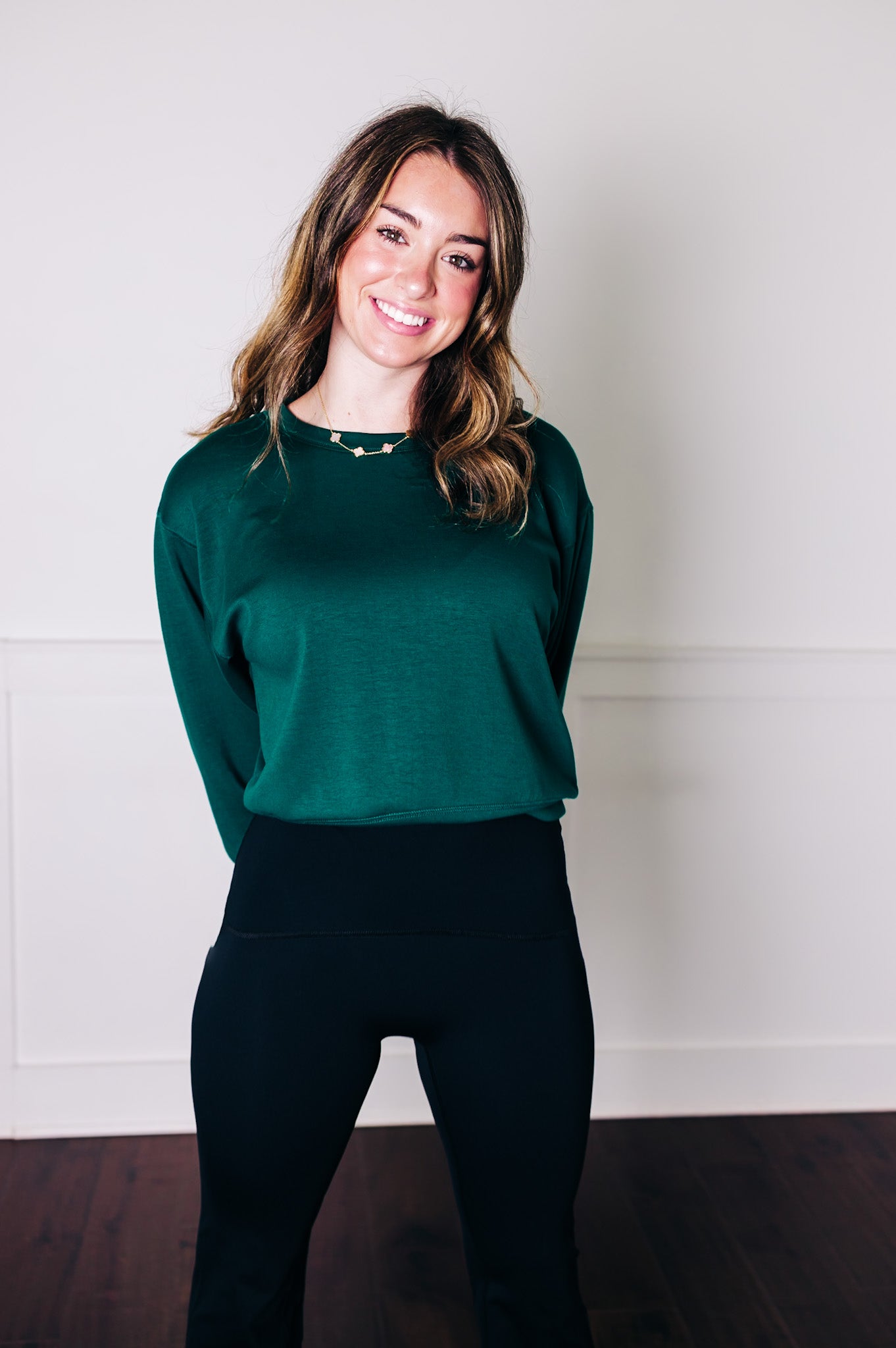 Warm Embrace Green Sweatshirt Top