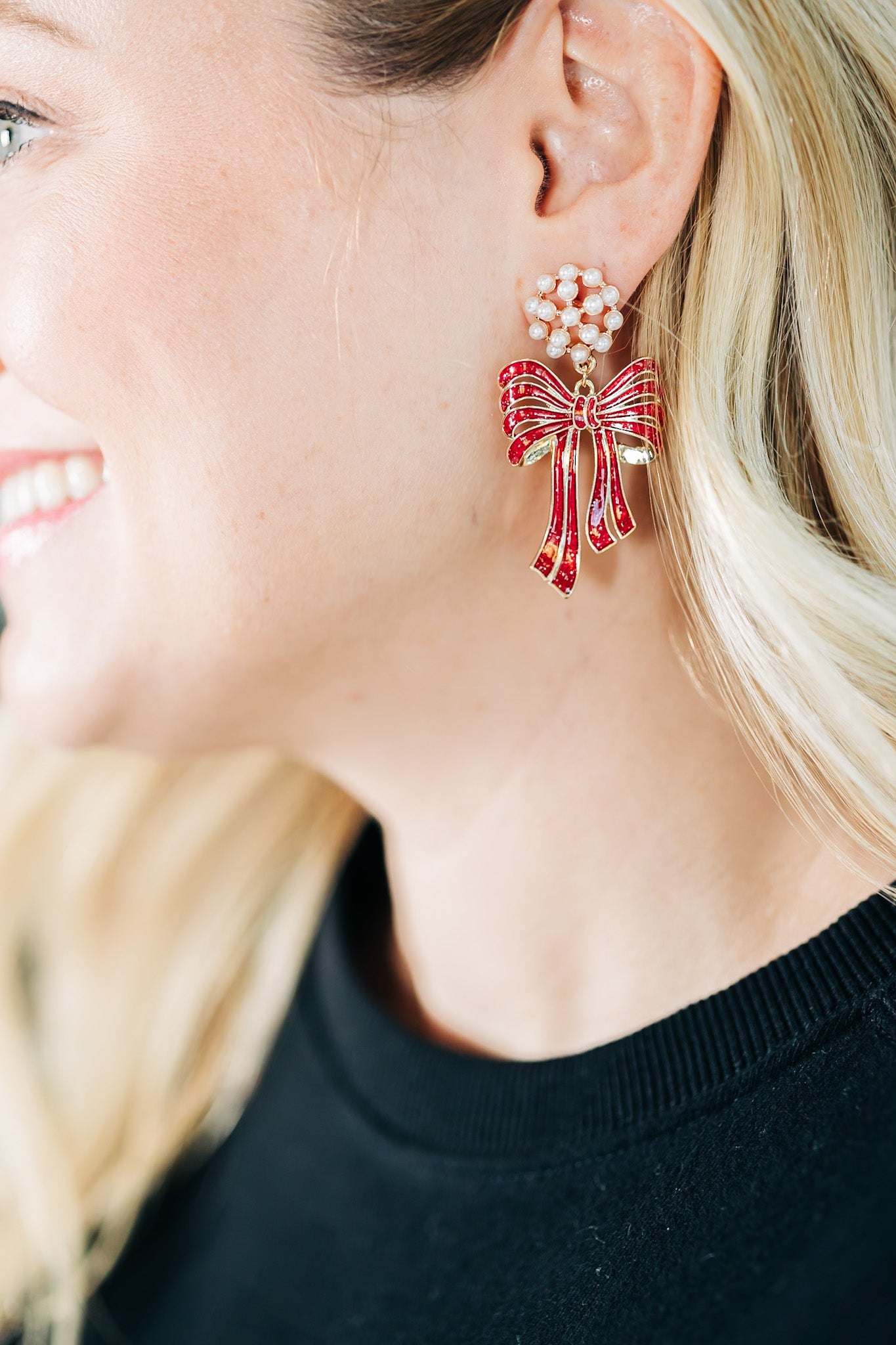 Christmas Bow Glitter Earrings