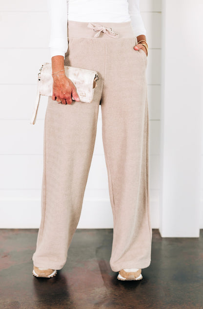 Sanibel Wide Leg Herringbone Sand Pants