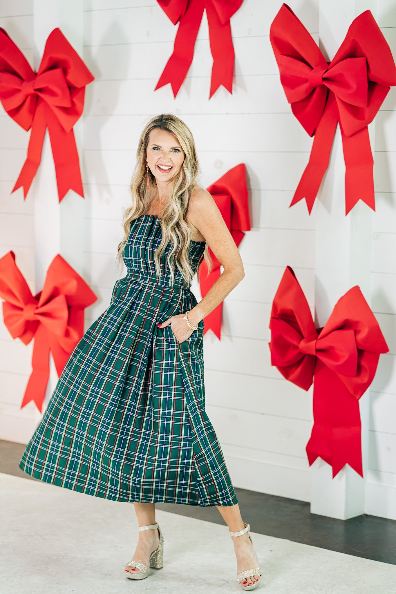 Elegant Christmas Green Dress