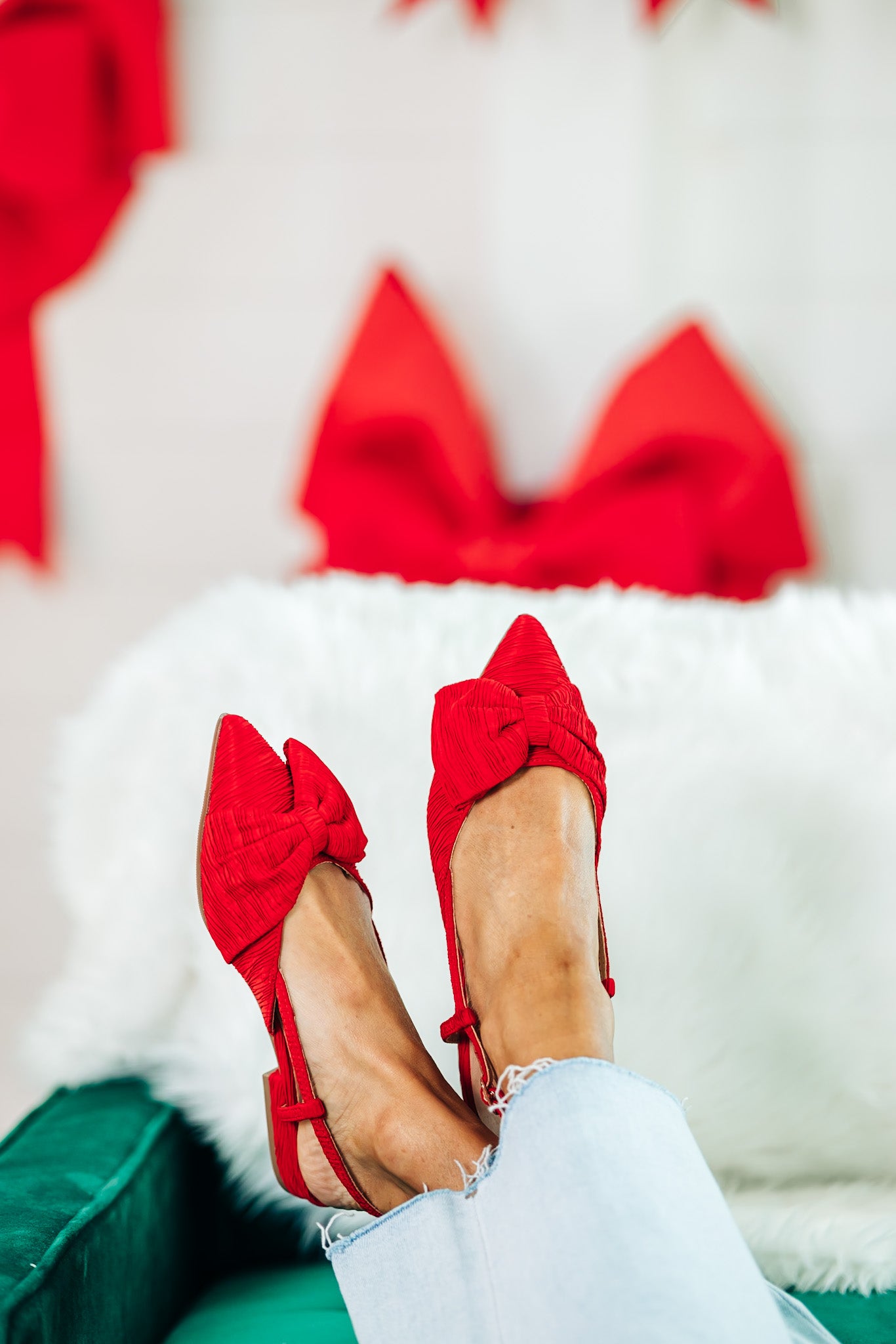 Harmony Bow Red Flat Shoes