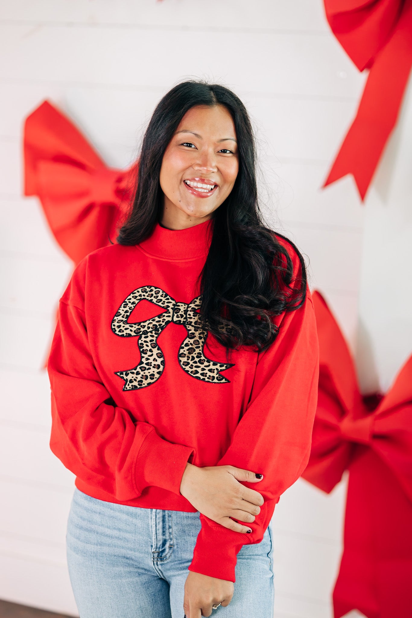 Cheetah Bow-Mas Sweatshirt