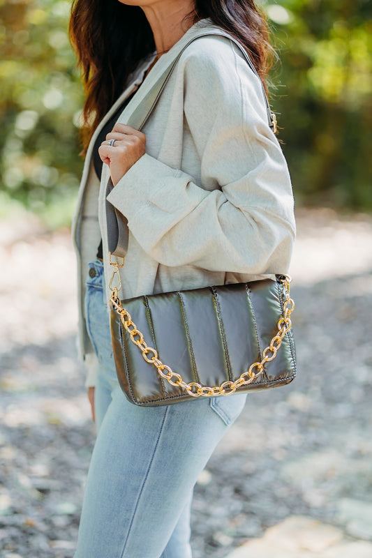 Lala Quilted Gunmetal Crossbody