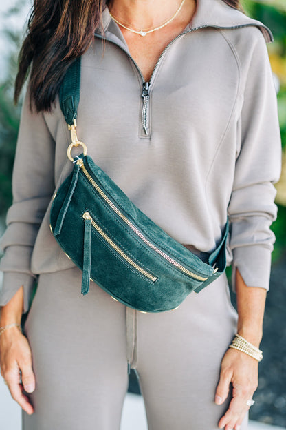 Charles Green Room Suede/Brushed Gold Crossbody