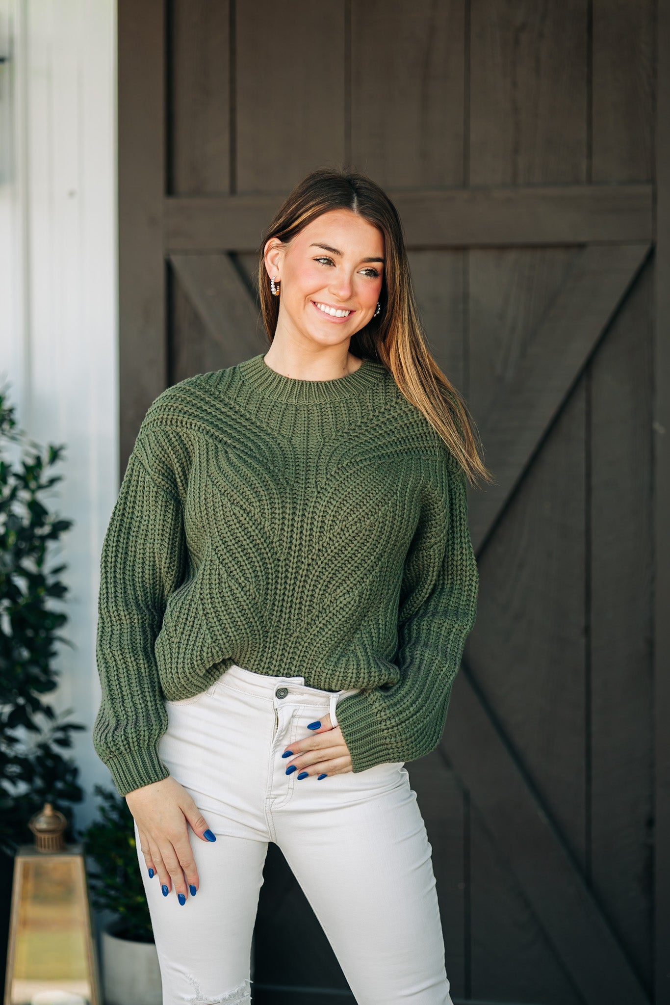 Living Right Olive Sweater