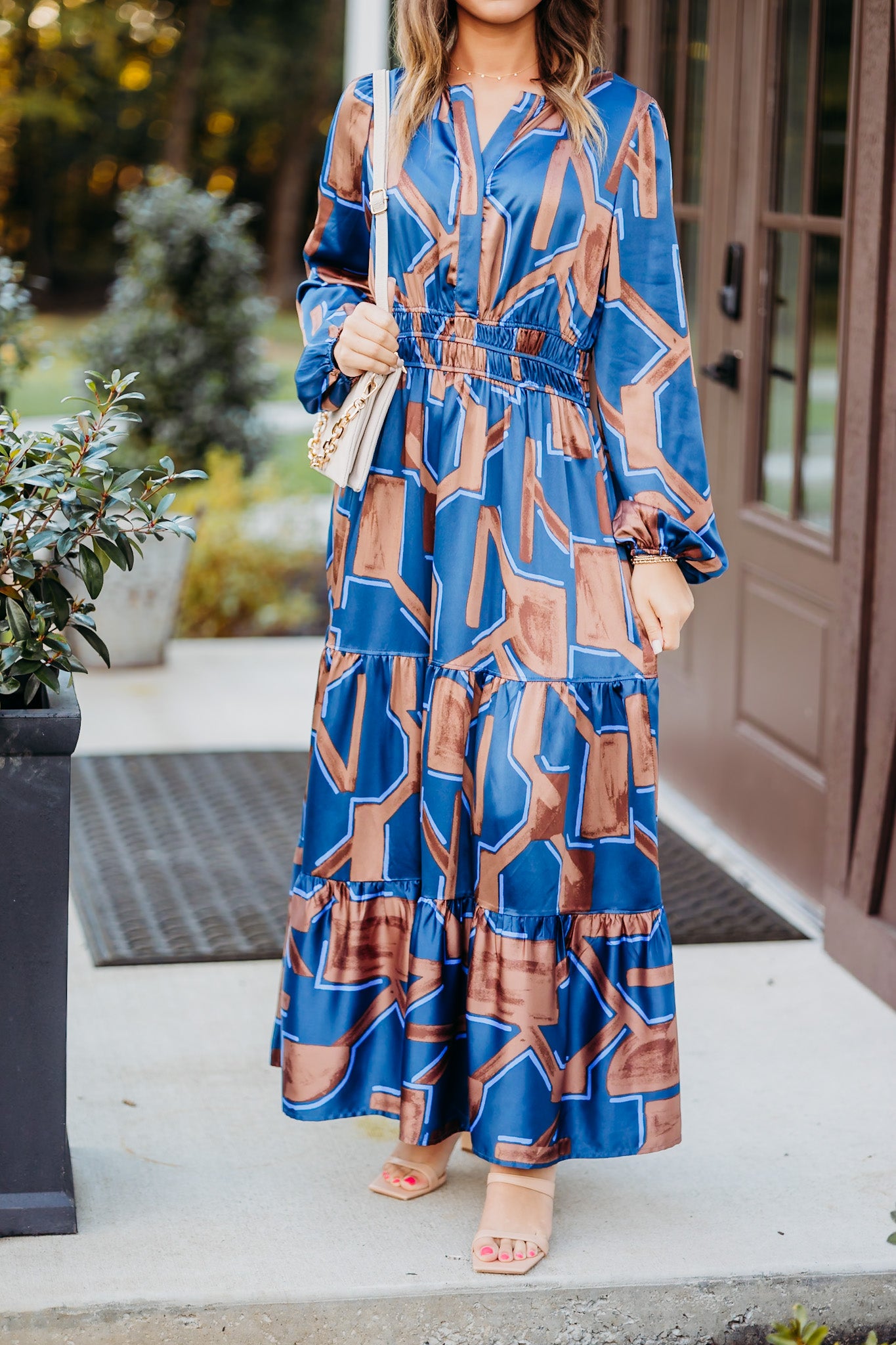 Feeling Loved Navy/Brown Maxi Dress