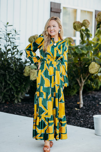 Feeling Loved Green/Mustard Maxi Dress