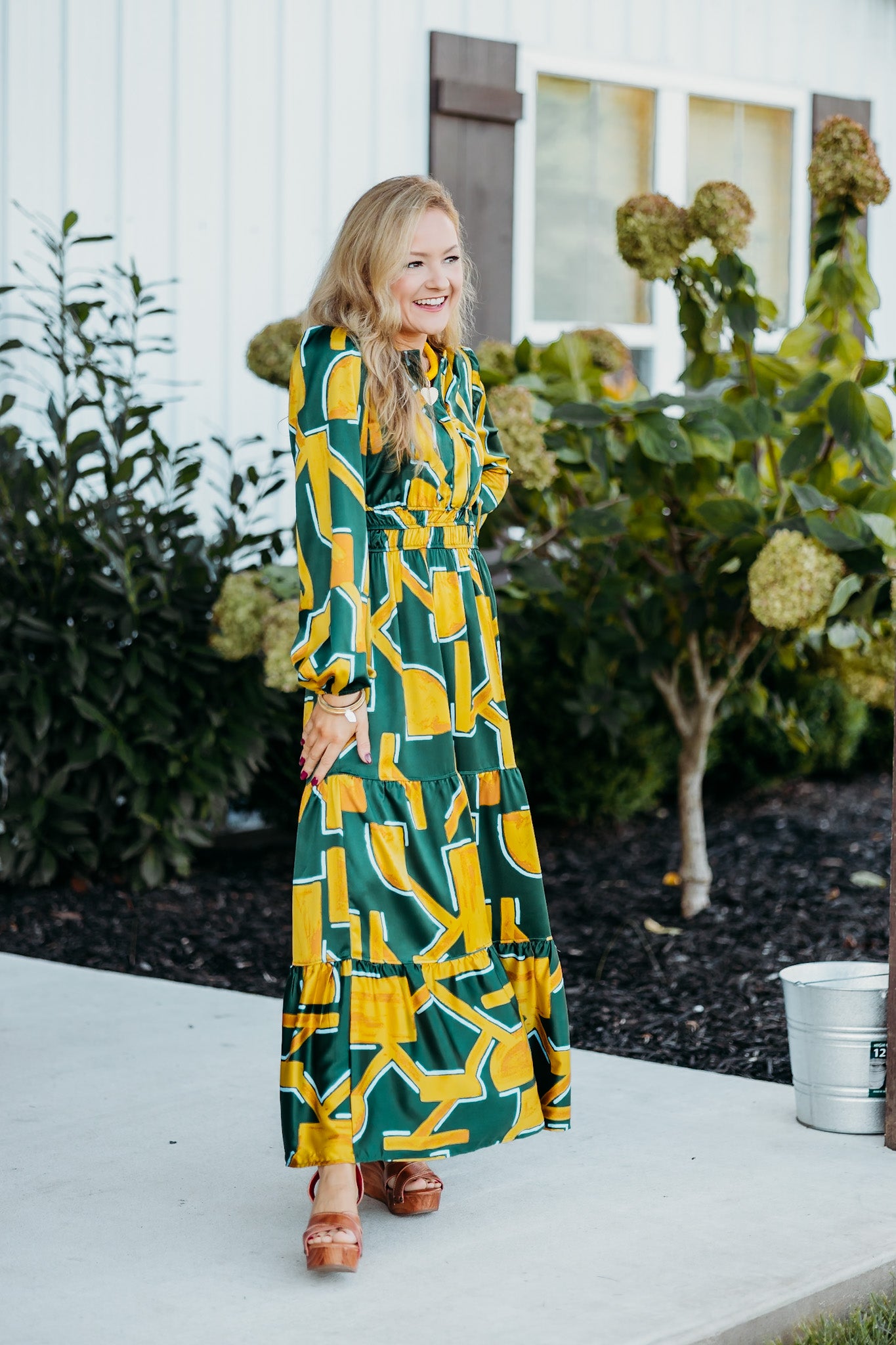 Mustard and green dress best sale