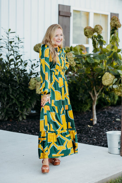 Feeling Loved Green/Mustard Maxi Dress