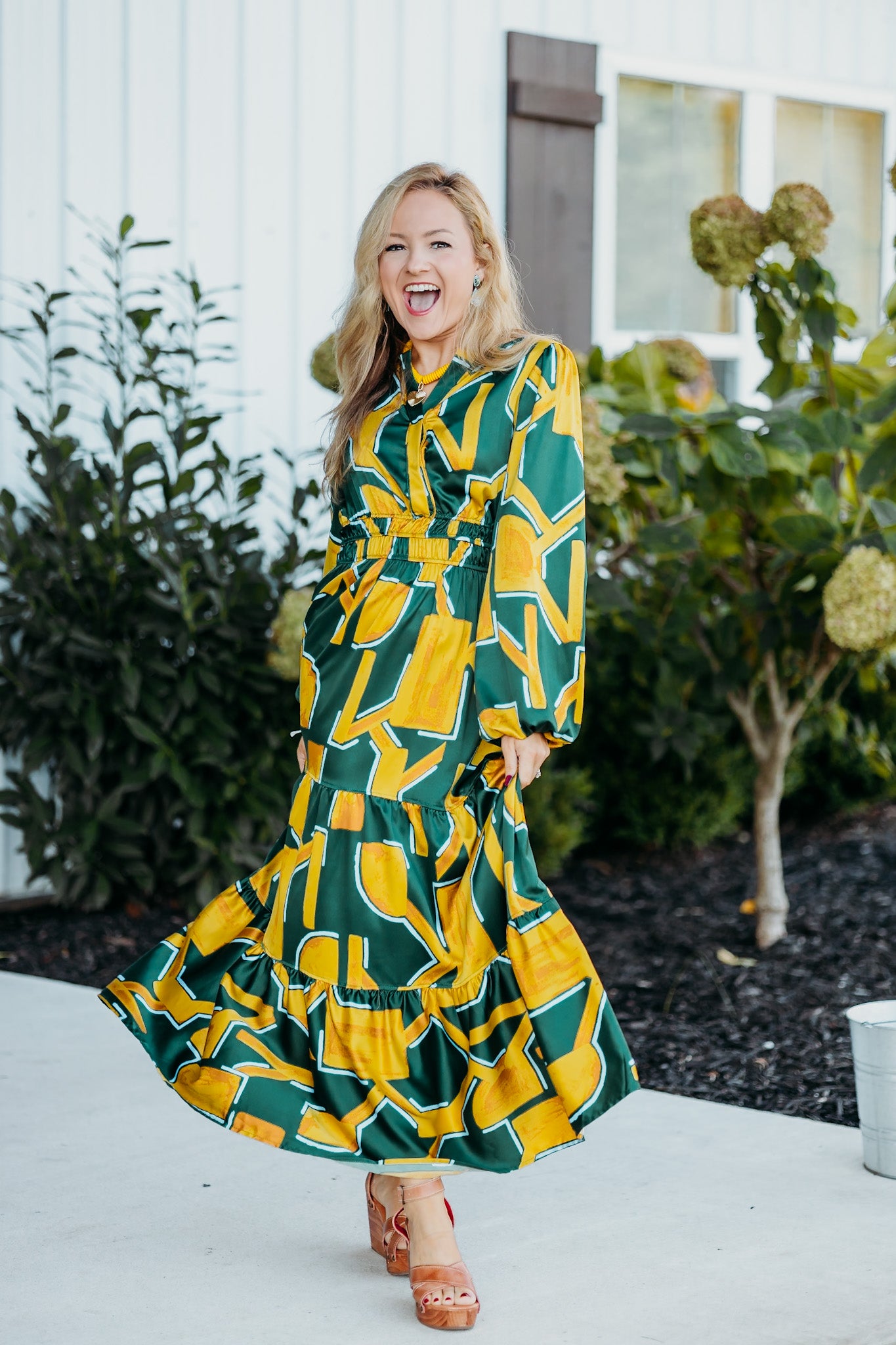 Feeling Loved Green/Mustard Maxi Dress