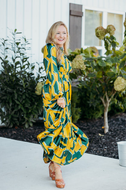 Feeling Loved Green/Mustard Maxi Dress