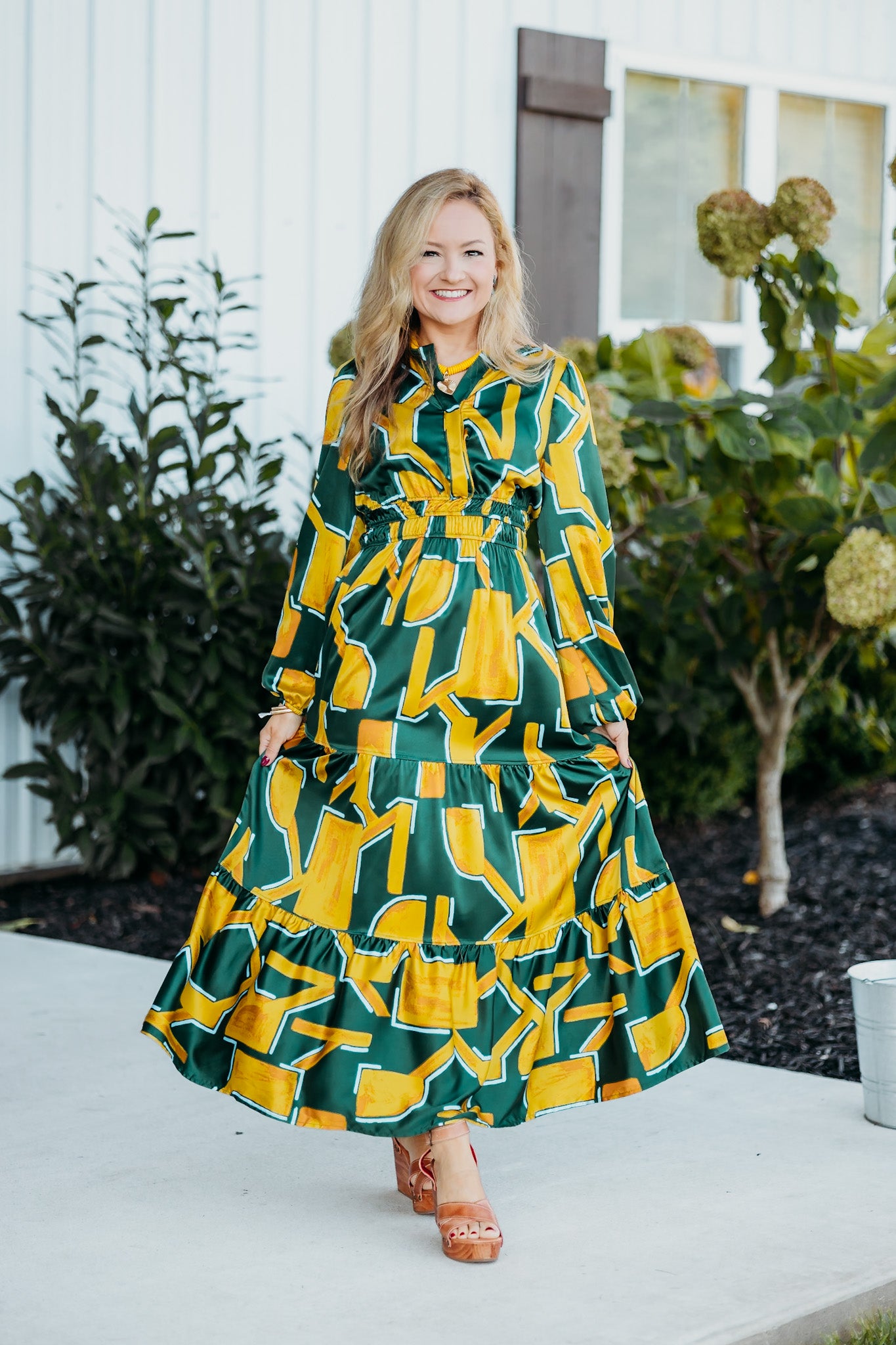 Feeling Loved Green/Mustard Maxi Dress