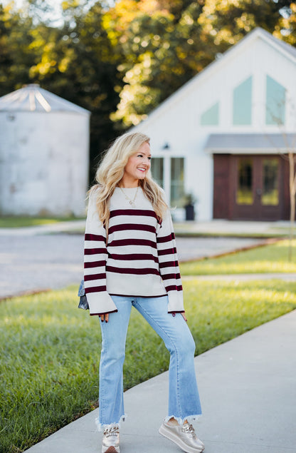 Magda White Beach/Ox Sweater