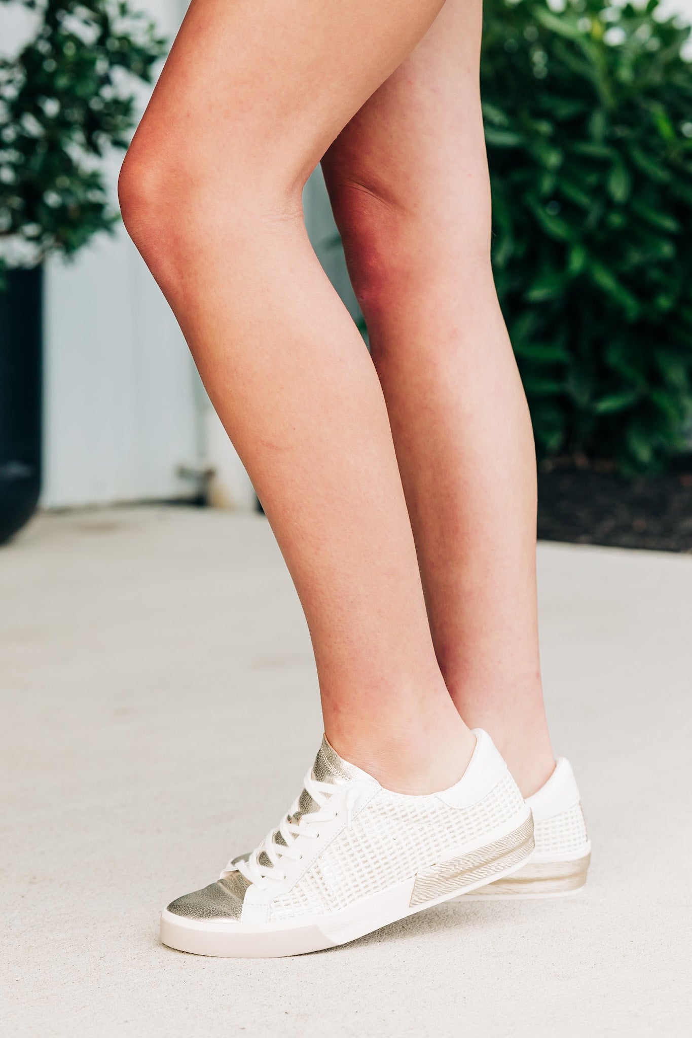 Zina Bone/Gold Woven Sneakers