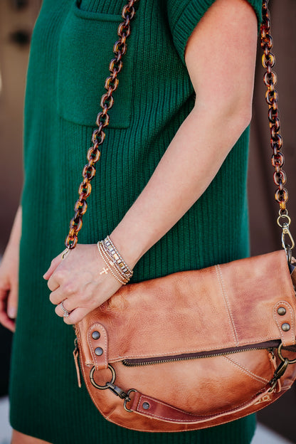 42" Faux Tortoise Shell Lucite Cable Chain Strap