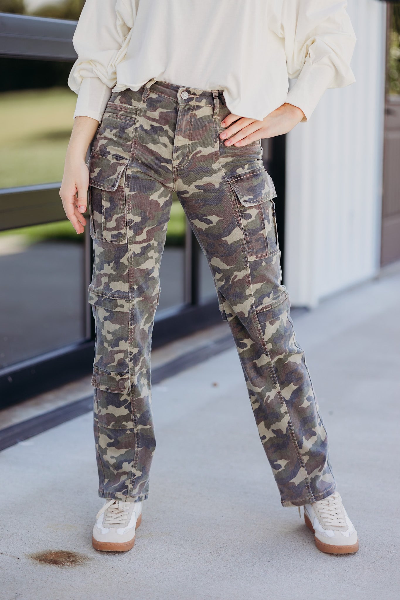 Tracey Camouflage Cargo Straight Denim