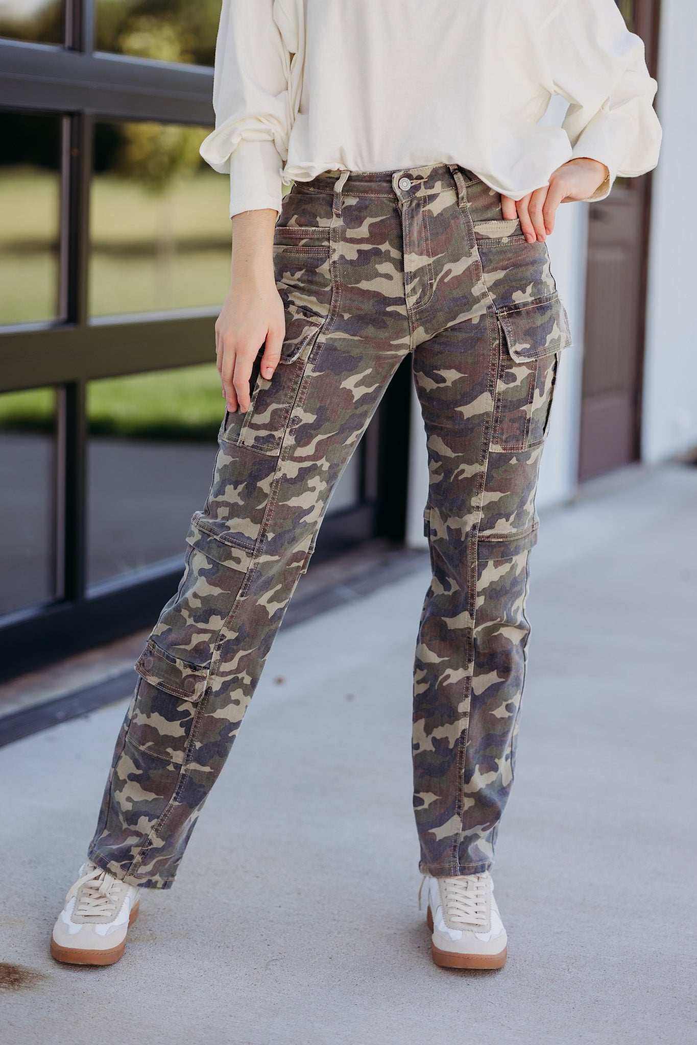 Tracey Camouflage Cargo Straight Denim