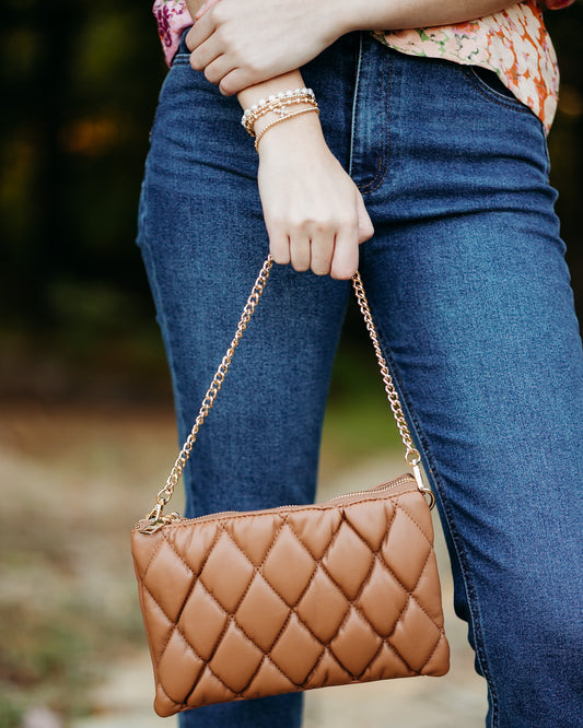 Izzy Puffer Quilted Brown Crossbody