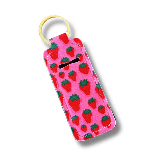 Lip Balm/Lipstick Strawberry Keychain Holder