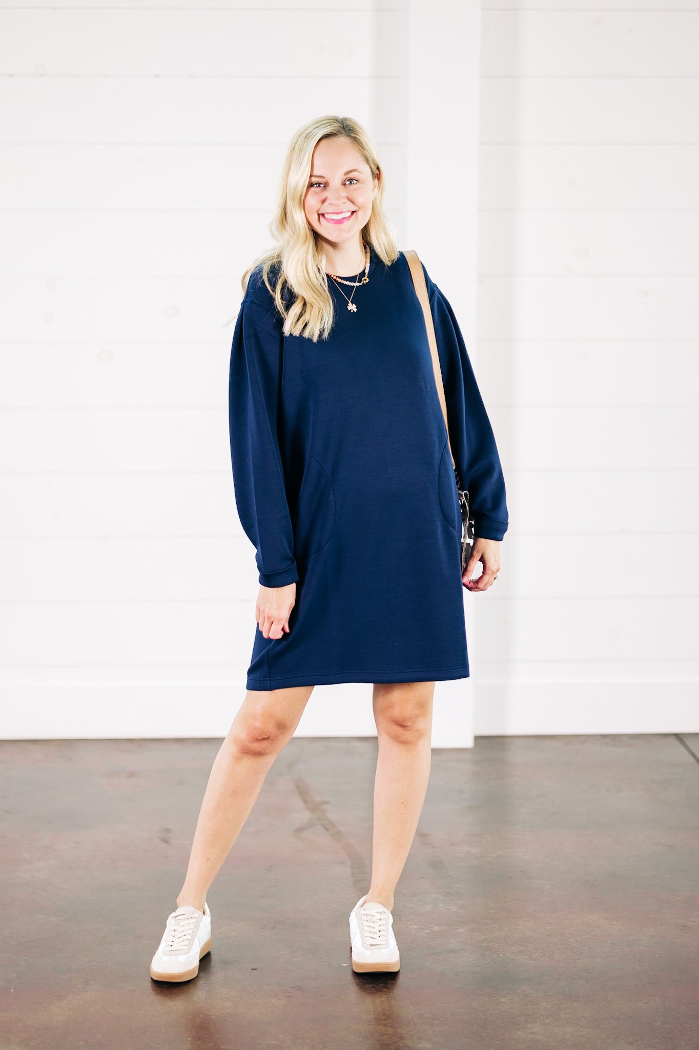 AirEssentials Timeless Navy Crew Neck Dress