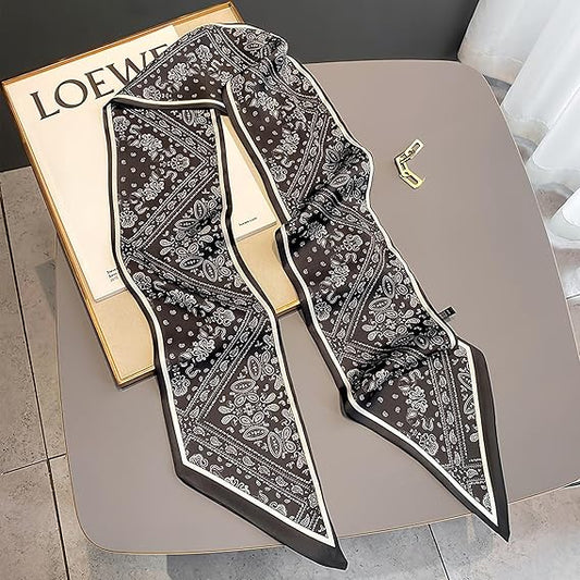Paisley Black Satin Scarf