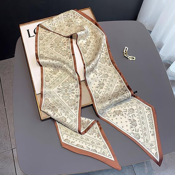Paisley Beige Satin Scarf