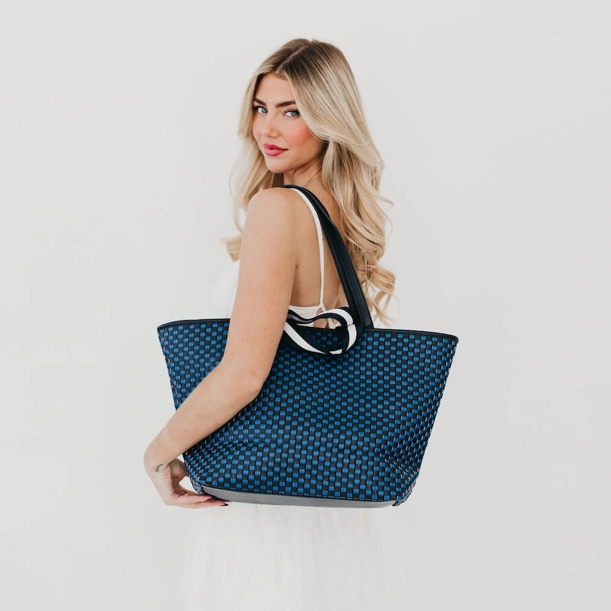 Tiffany Woven Navy Tote Bag